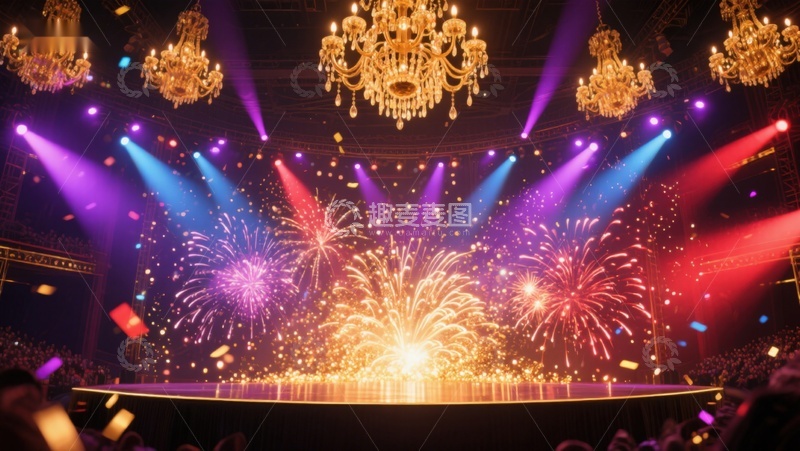 高清大图下载【趣麦麦图】华丽舞台烟花绽放
