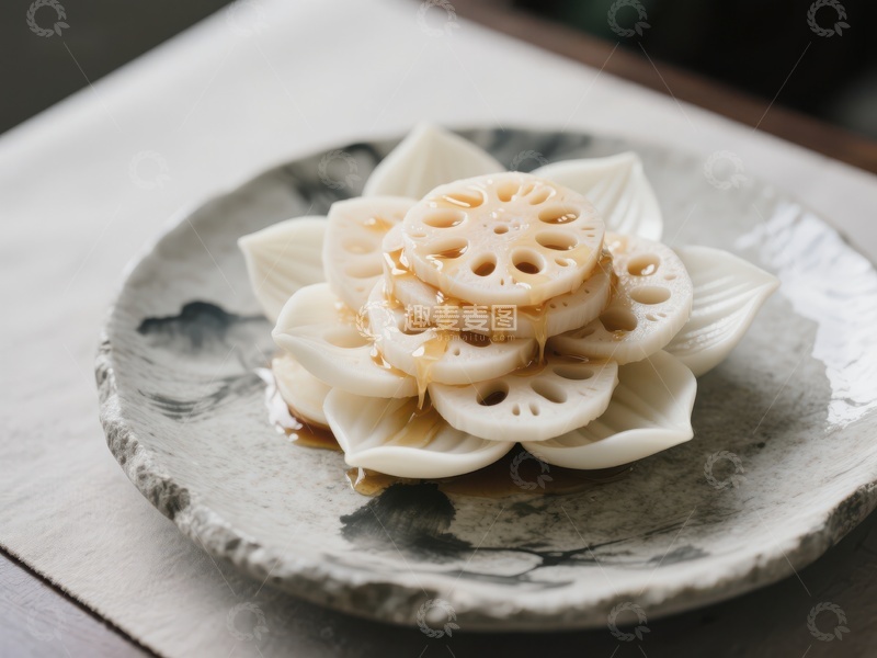 高清大图下载【趣麦麦图】精致莲藕片摆盘