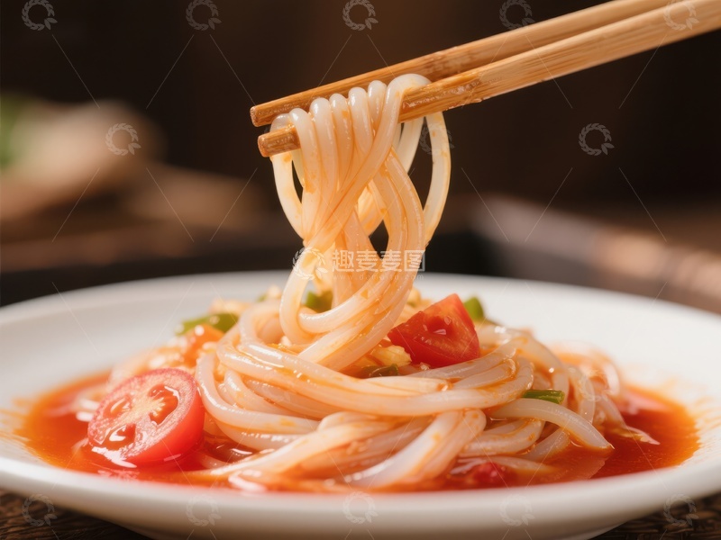 高清大图下载【趣麦麦图】筷子夹起的美味凉粉