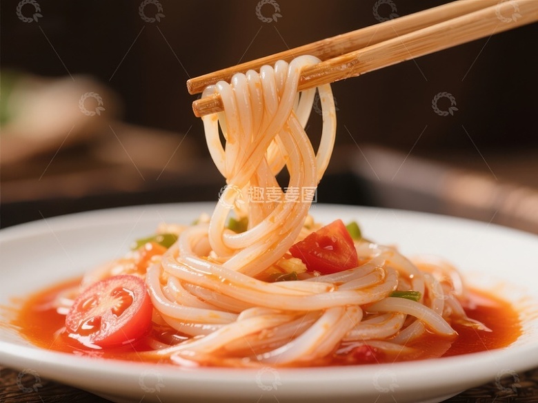筷子夹起的美味凉粉