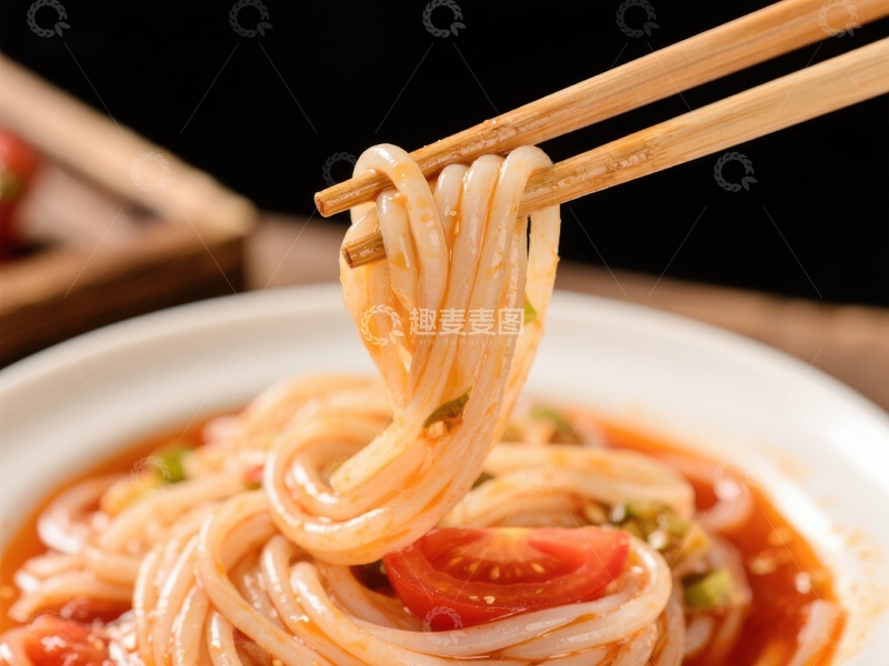 高清大图下载【趣麦麦图】筷子夹起的美味面条