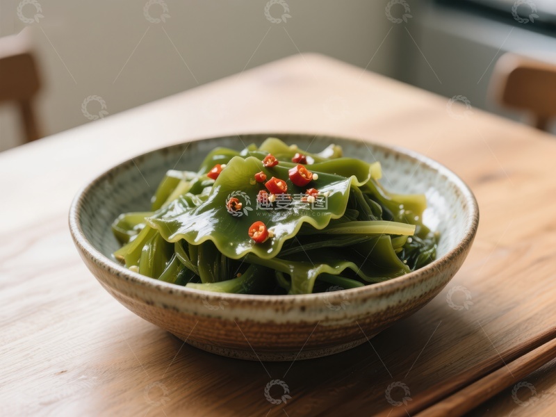 高清大图下载【趣麦麦图】碗中盛放的海带凉拌菜