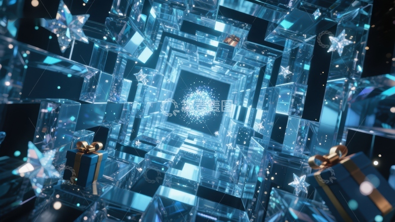 高清大图下载【趣麦麦图】晶莹立方体中的星光璀璨