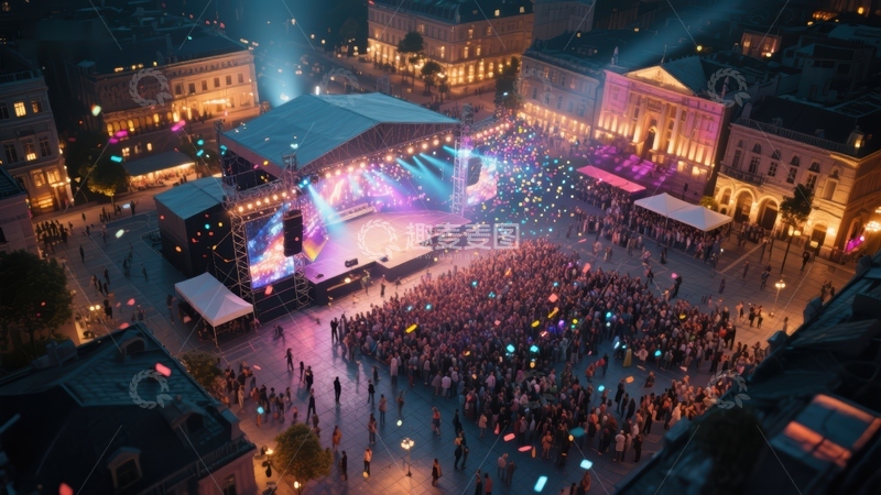 高清大图下载【趣麦麦图】城市广场夜间音乐会盛况