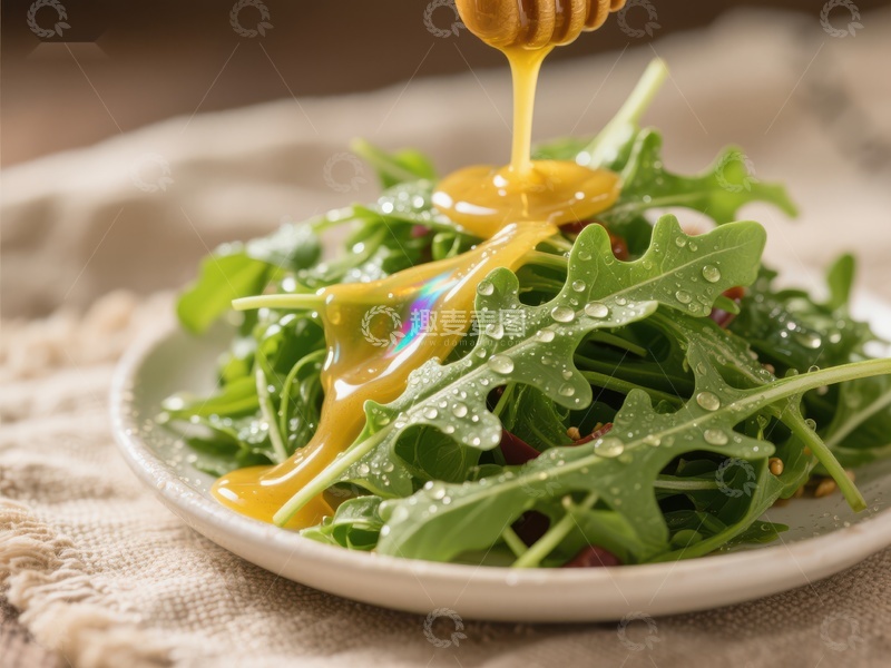 高清大图下载【趣麦麦图】蜂蜜浇灌新鲜绿叶沙拉