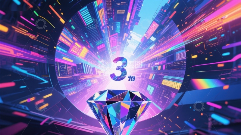 高清大图下载【趣麦麦图】未来城市与钻石的科技幻想