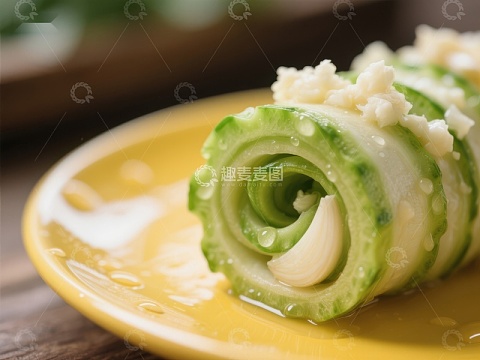 黄瓜卷配蒜蓉，清新美味