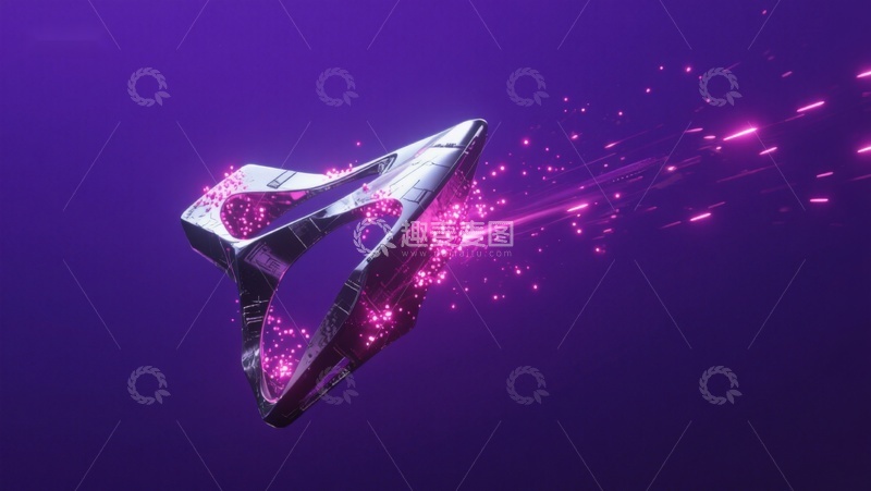 高清大图下载【趣麦麦图】未来飞船穿越紫色星云