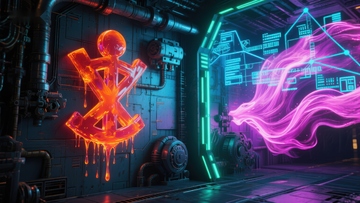 未来工业场景中的霓虹光影艺术