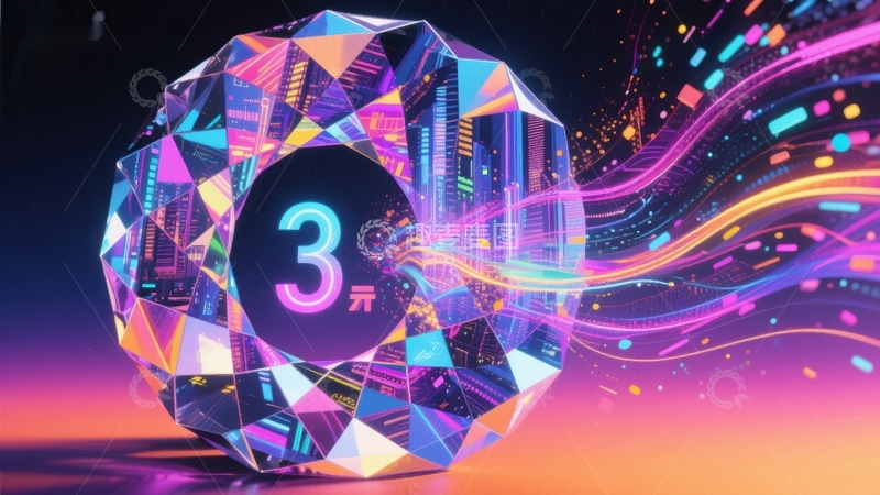 高清大图下载【趣麦麦图】数字艺术：霓虹色彩与未来城市