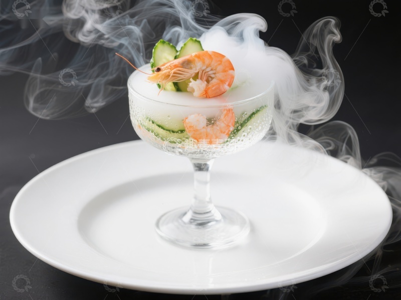 高清大图下载【趣麦麦图】烟雾缭绕的虾仁黄瓜冷汤