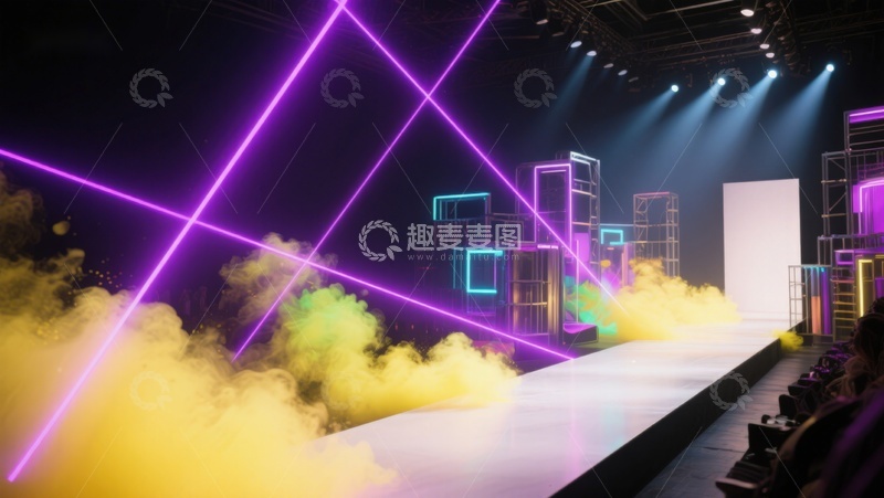 高清大图下载【趣麦麦图】霓虹灯光下的现代舞台设计