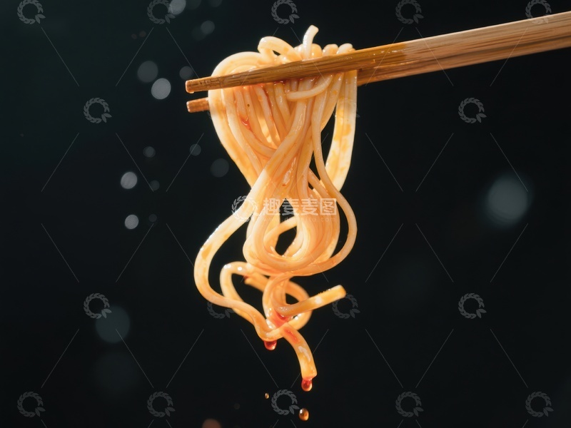 高清大图下载【趣麦麦图】筷子夹起热气腾腾的面条