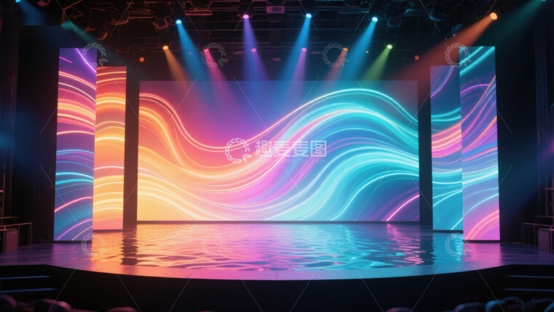 高清大图下载【趣麦麦图】炫彩波浪舞台灯光效果