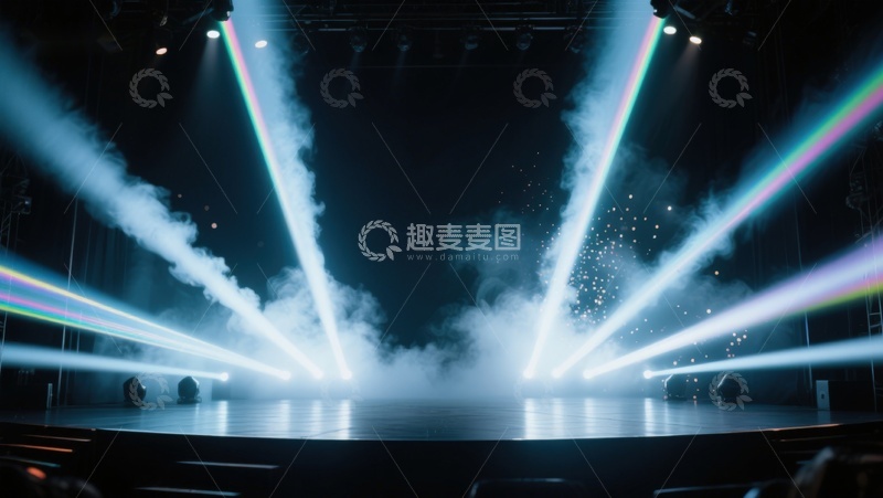 高清大图下载【趣麦麦图】舞台灯光秀，烟雾缭绕的视觉盛宴