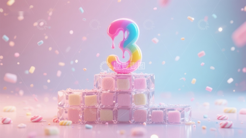 高清大图下载【趣麦麦图】数字三的庆祝场景