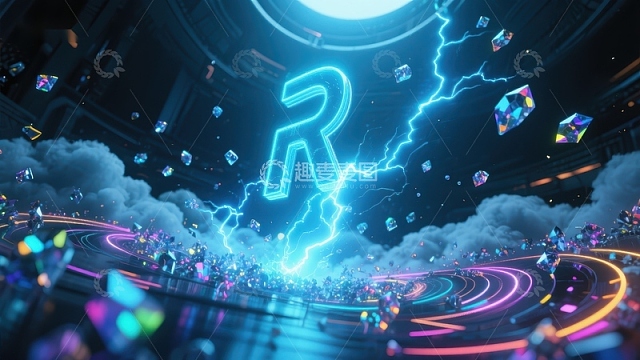 未来科技场景中的闪电与符号