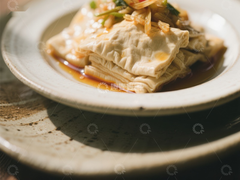 美味豆腐料理，搭配酱汁与葱花