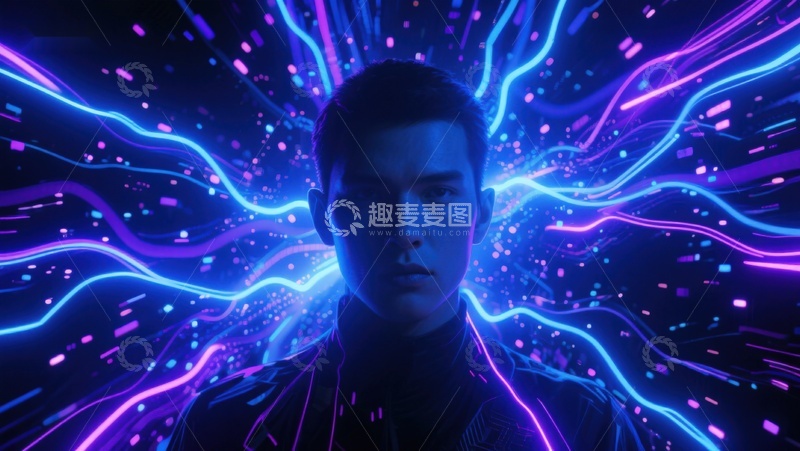 高清大图下载【趣麦麦图】霓虹光影中的人物肖像