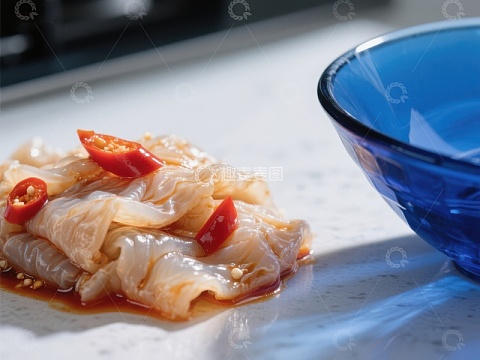 凉拌海蜇配红椒，清新美味