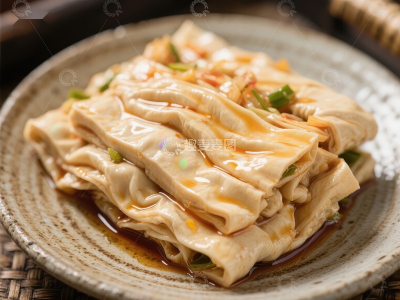 高清大图下载【趣麦麦图】美味豆皮卷，酱汁淋漓，诱人食欲