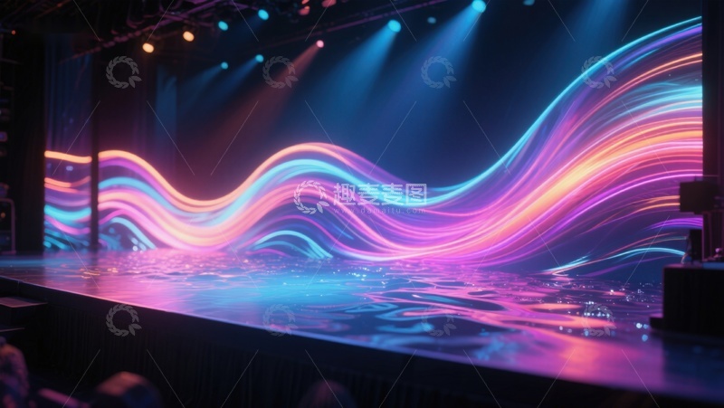 高清大图下载【趣麦麦图】炫彩波浪舞台灯光效果