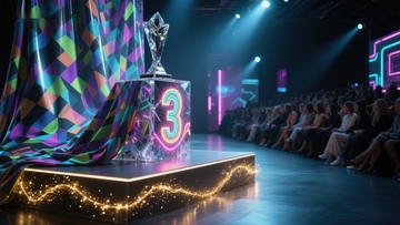 炫彩舞台上的奖杯展示