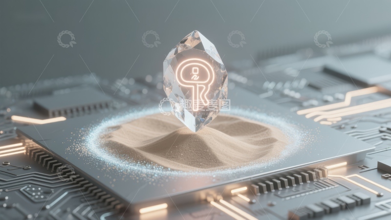高清大图下载【趣麦麦图】悬浮晶体与电路板的科技融合
