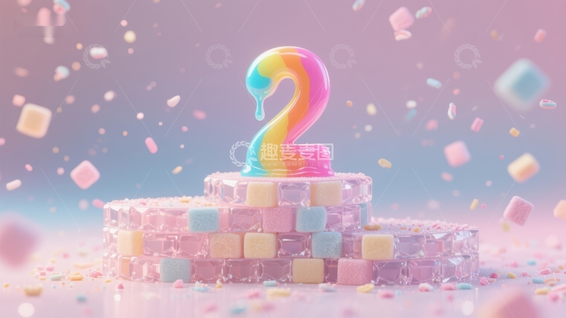 高清大图下载【趣麦麦图】彩虹数字2蛋糕装饰