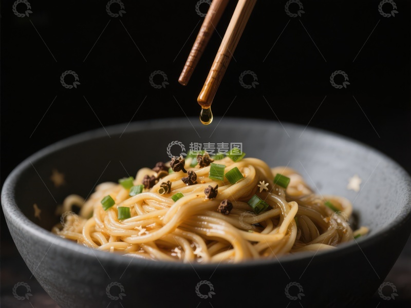 高清大图下载【趣麦麦图】筷子滴油，热腾腾的面条美食