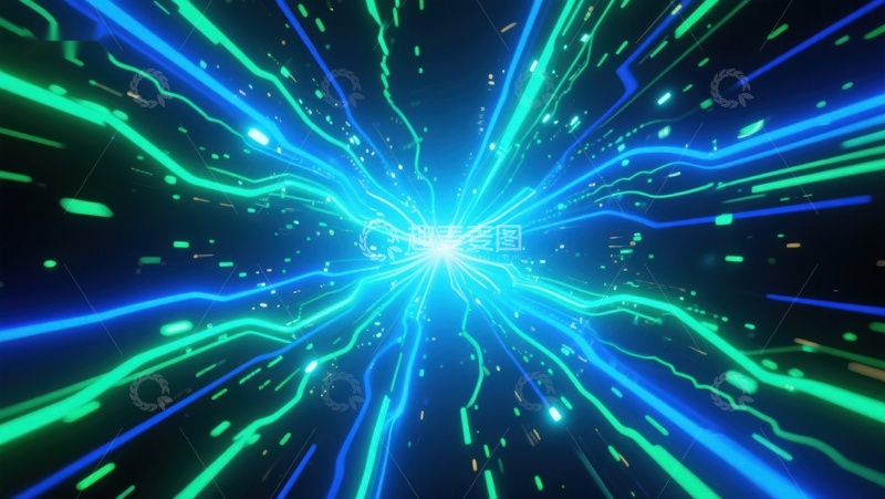 高清大图下载【趣麦麦图】霓虹光束交汇的未来科技场景