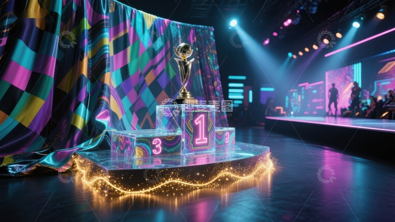 高清大图下载【趣麦麦图】颁奖典礼舞台与奖杯