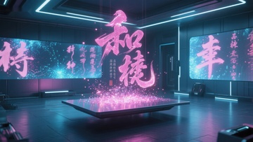 未来科技空间中的汉字艺术展示