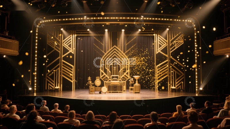 高清大图下载【趣麦麦图】华丽舞台灯光下的观众席