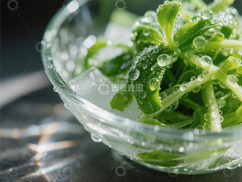 高清大图下载【趣麦麦图】清新薄荷叶与冰块的特写