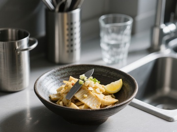 厨房台面上的美味沙拉碗