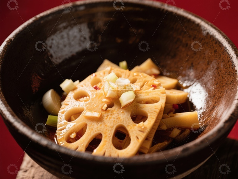 高清大图下载【趣麦麦图】莲藕片拌花生，中式凉菜