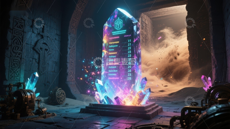 高清大图下载【趣麦麦图】神秘水晶塔与古老石门