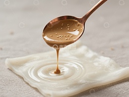 勺子倾倒浓稠液体