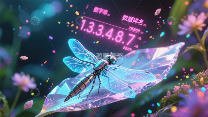 高清大图下载【趣麦麦图】数字蜂蝶：科技与自然的融合
