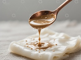 勺子倾倒酱汁于面食之上