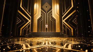 金色舞台中央的孤独身影