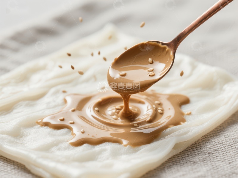 高清大图下载【趣麦麦图】勺子倾倒浓稠酱料