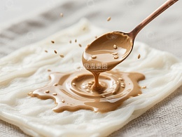 勺子倾倒浓稠酱料