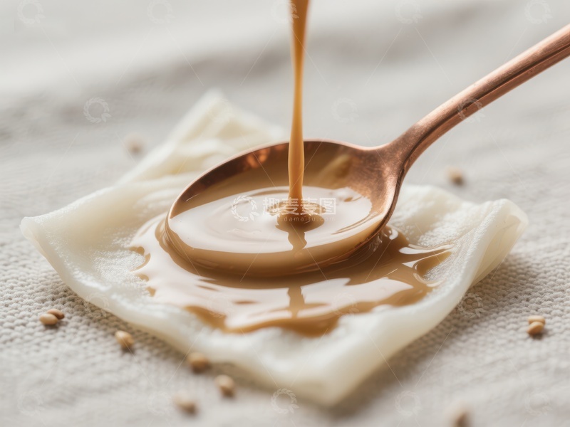 高清大图下载【趣麦麦图】浓郁酱汁缓缓倒入铜勺