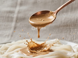 勺子倾倒浓稠液体，溅起美丽水花