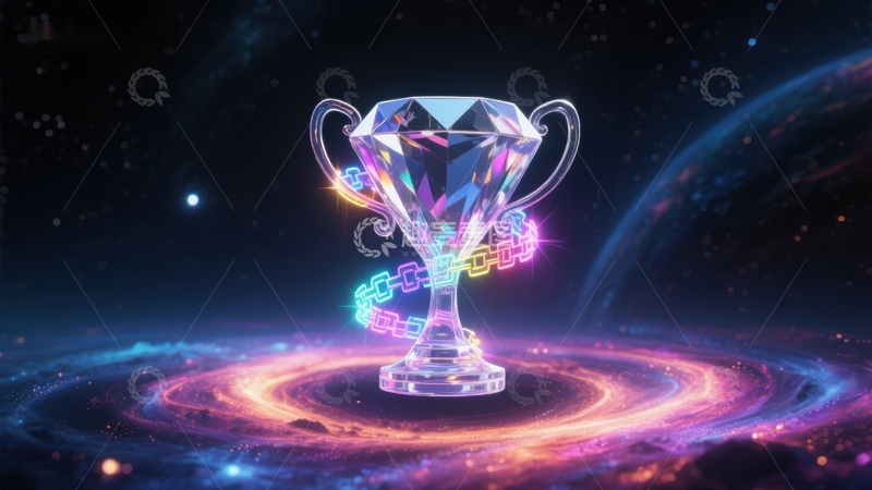 高清大图下载【趣麦麦图】宇宙背景下的璀璨奖杯
