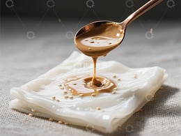 勺子倾倒酱汁于薄饼之上