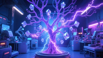 实验室中的发光水晶树