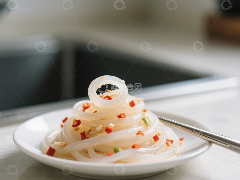 高清大图下载【趣麦麦图】透明面条配辣椒点缀